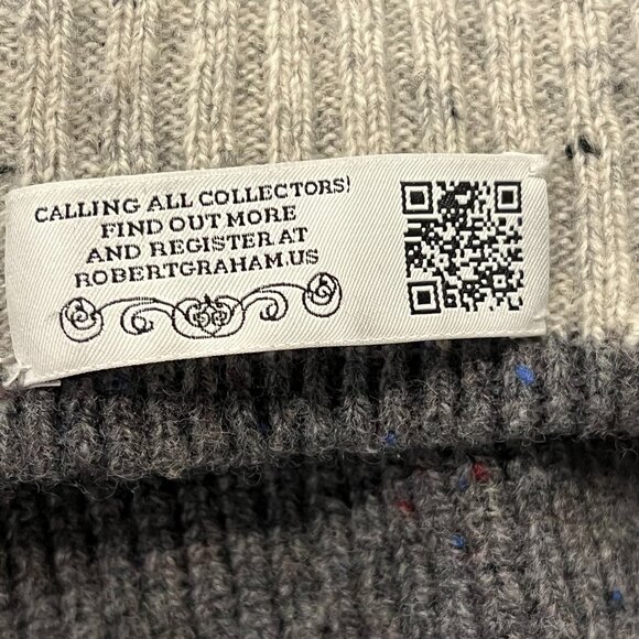 Robert Graham Ross 1/4 Zip Wool Sweater, Charcoal, M - Picture 7 of 9